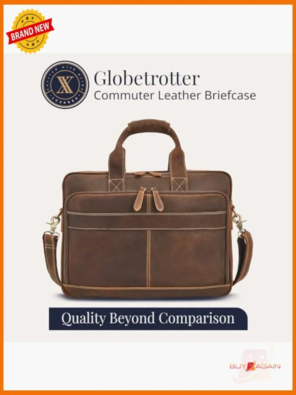 Full-Grain Leather Briefcase Laptop Bag Messenger Work